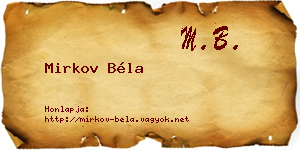 Mirkov Béla névjegykártya